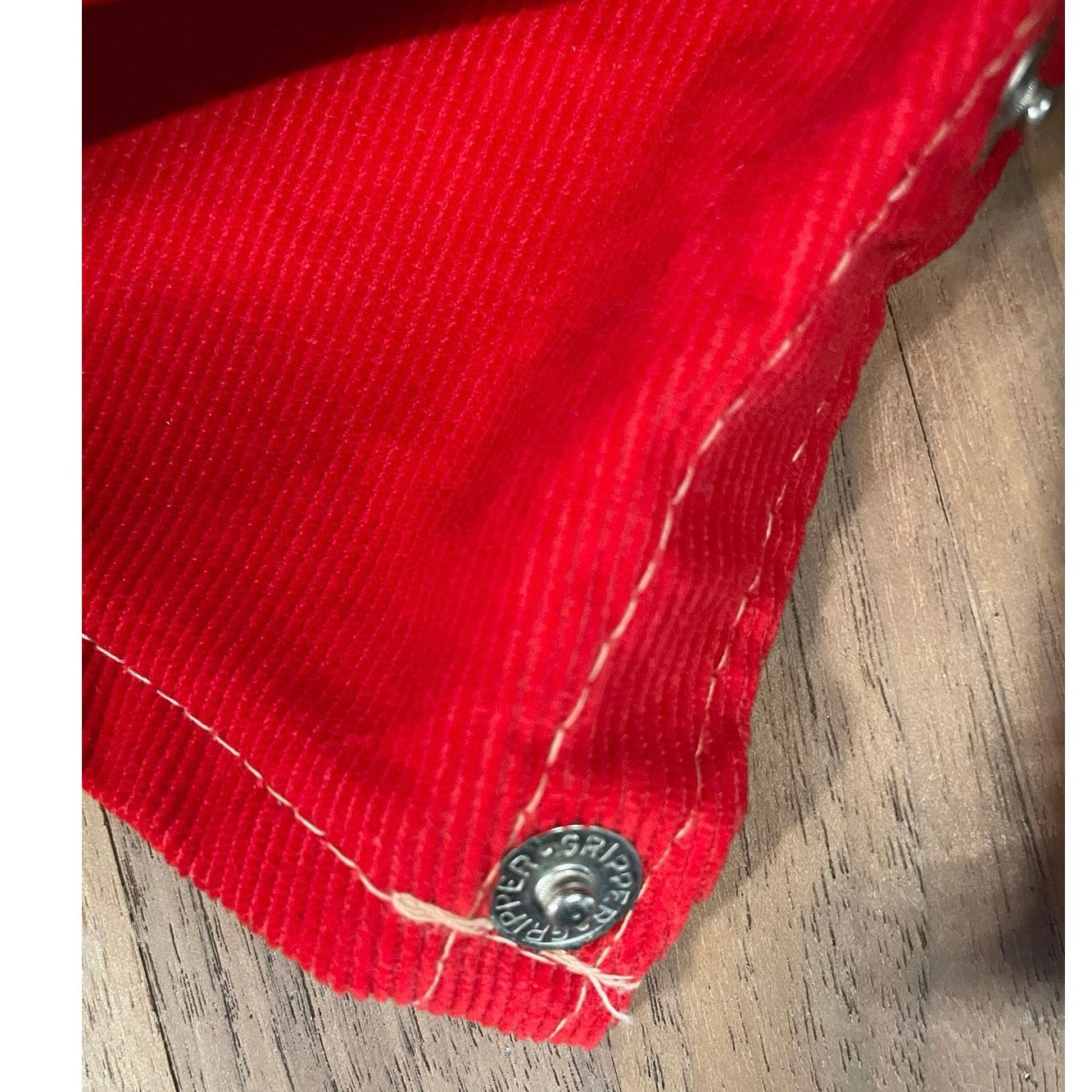 Vintage toddler or baby kids red corduroy overalls with chainstitch kangaroo embroidery / 9-12 months 12-18 months