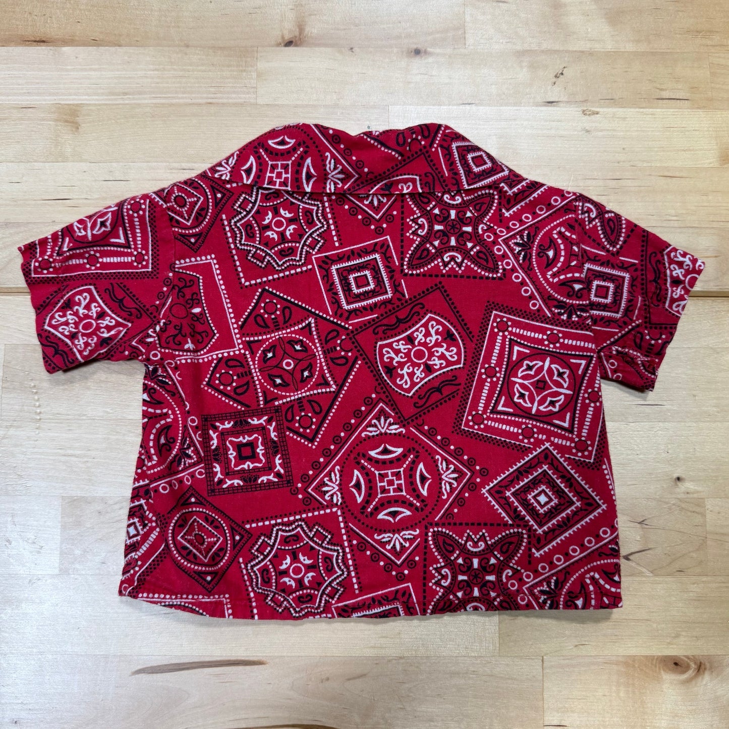 Vintage 70s Sears kids baby red bandana print top / size 3-6 months