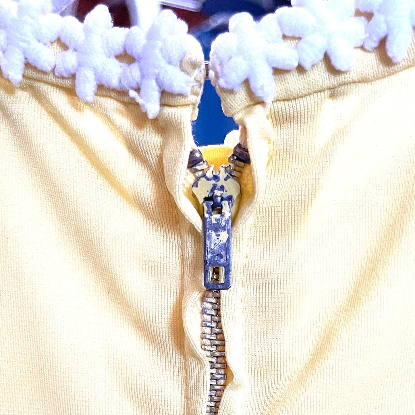 Vintage 60s 70s kids butter yellow duck dress / toddler size 12 months