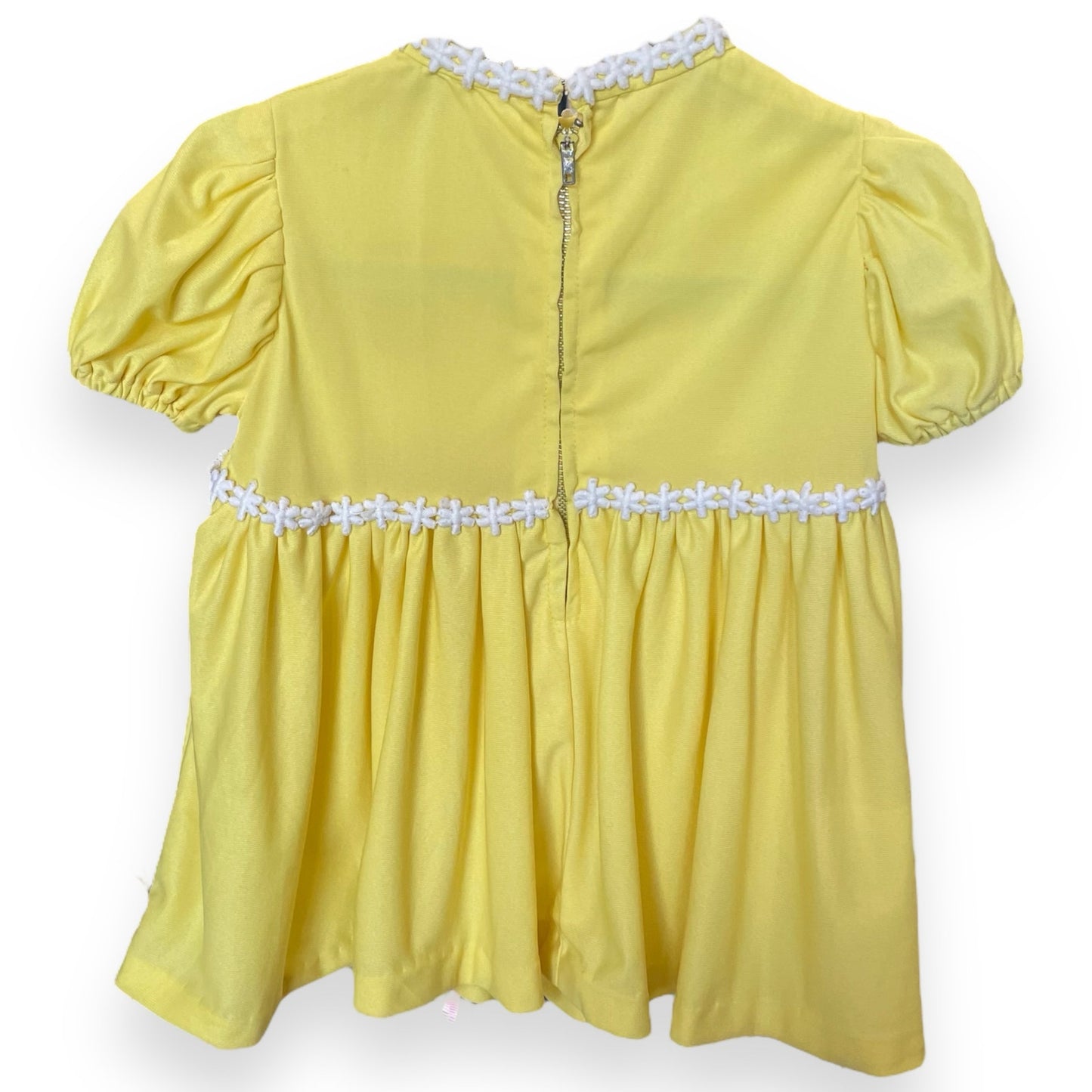 Vintage 60s 70s kids butter yellow duck dress / toddler size 12 months
