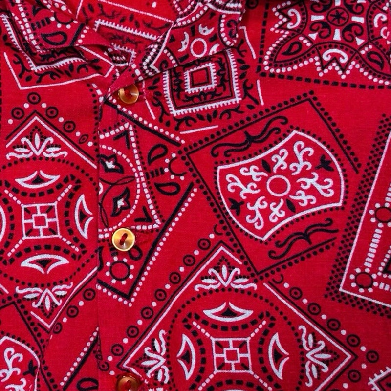 Vintage 70s Sears kids baby red bandana print top / size 3-6 months