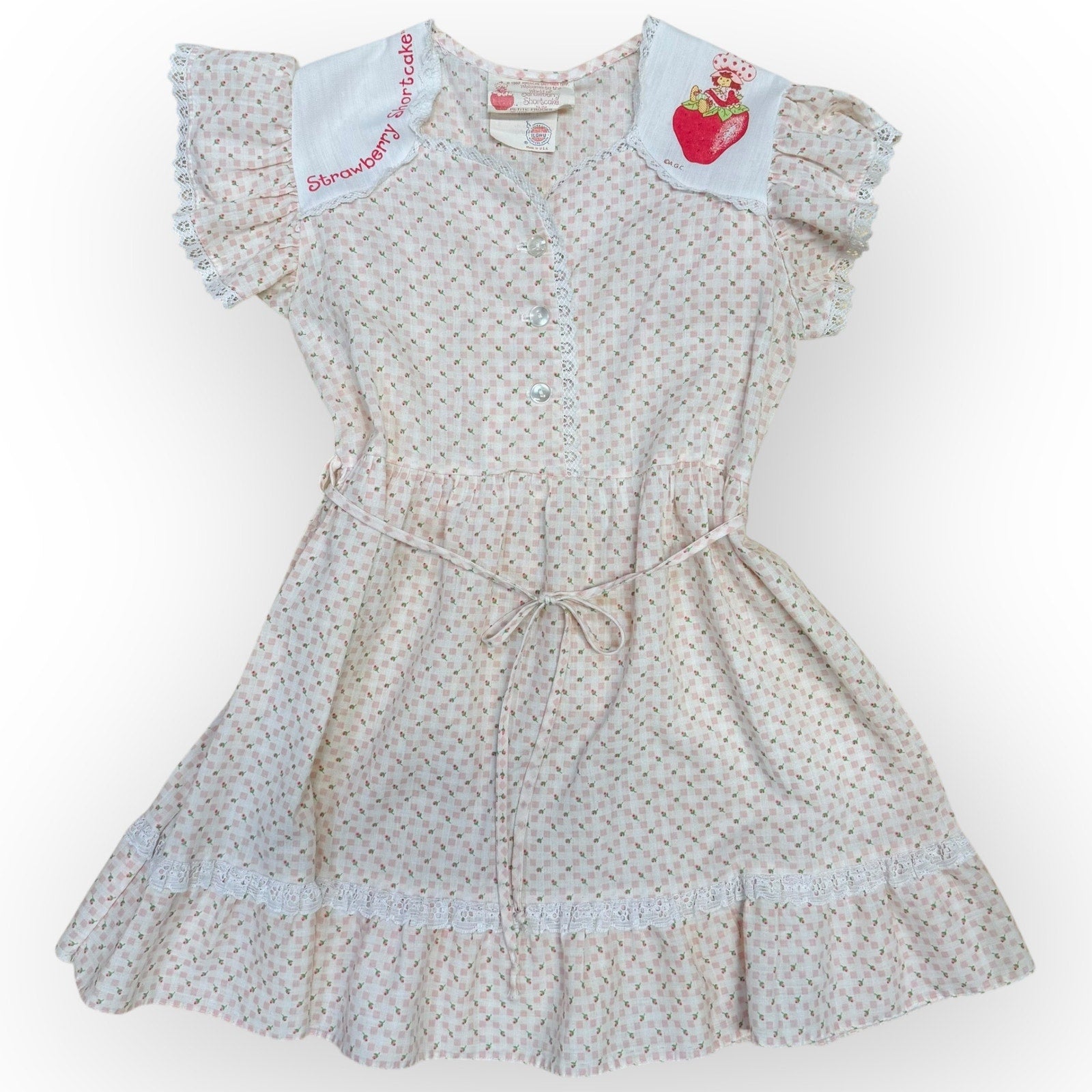 vintage strawberry shortcake dress Vintage 80s kids Strawberry Shortcake pink gingham dress 80s / officially  licensed / size 6