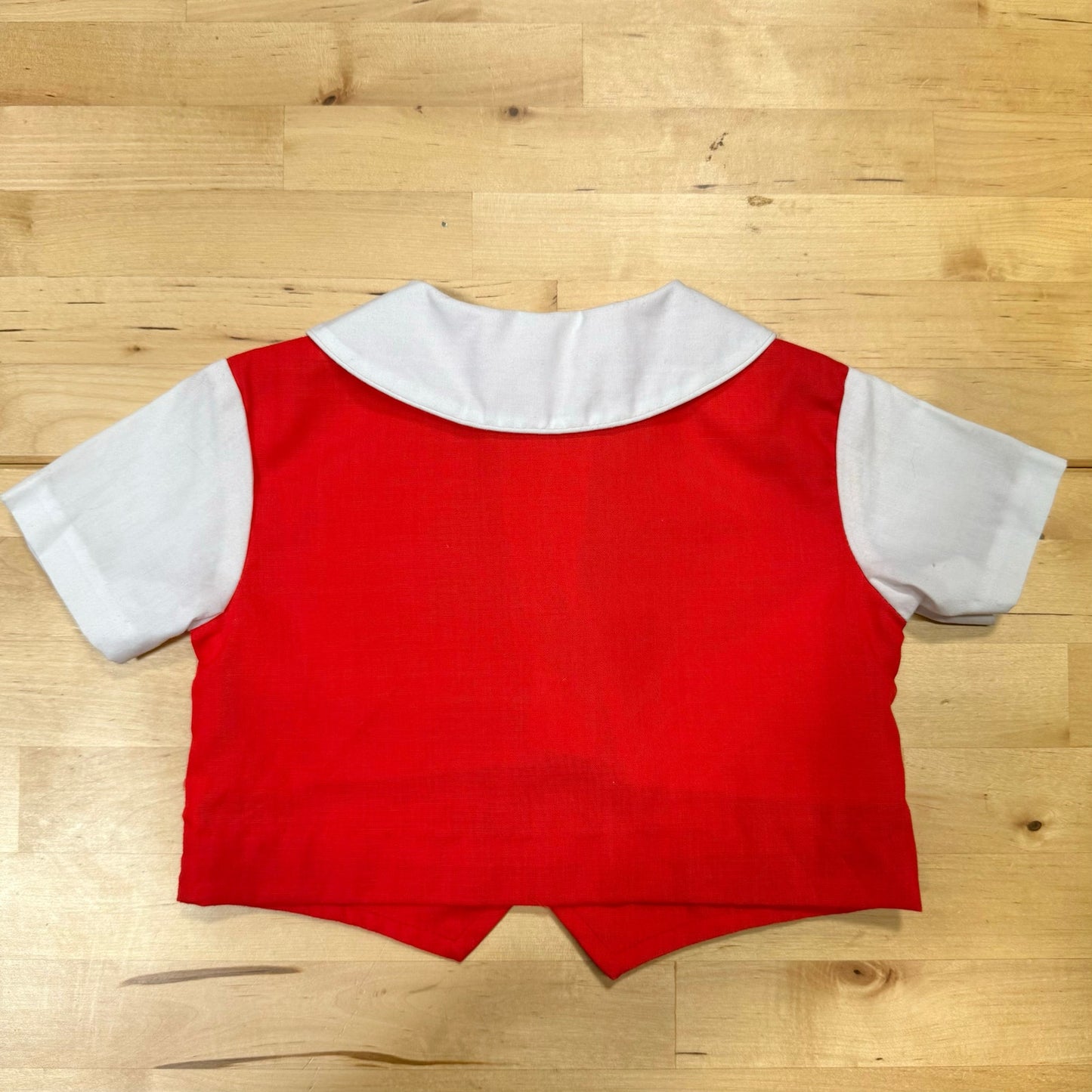 Vintage 70s baby toddler red and white dove applique vest top / size 12-18 months