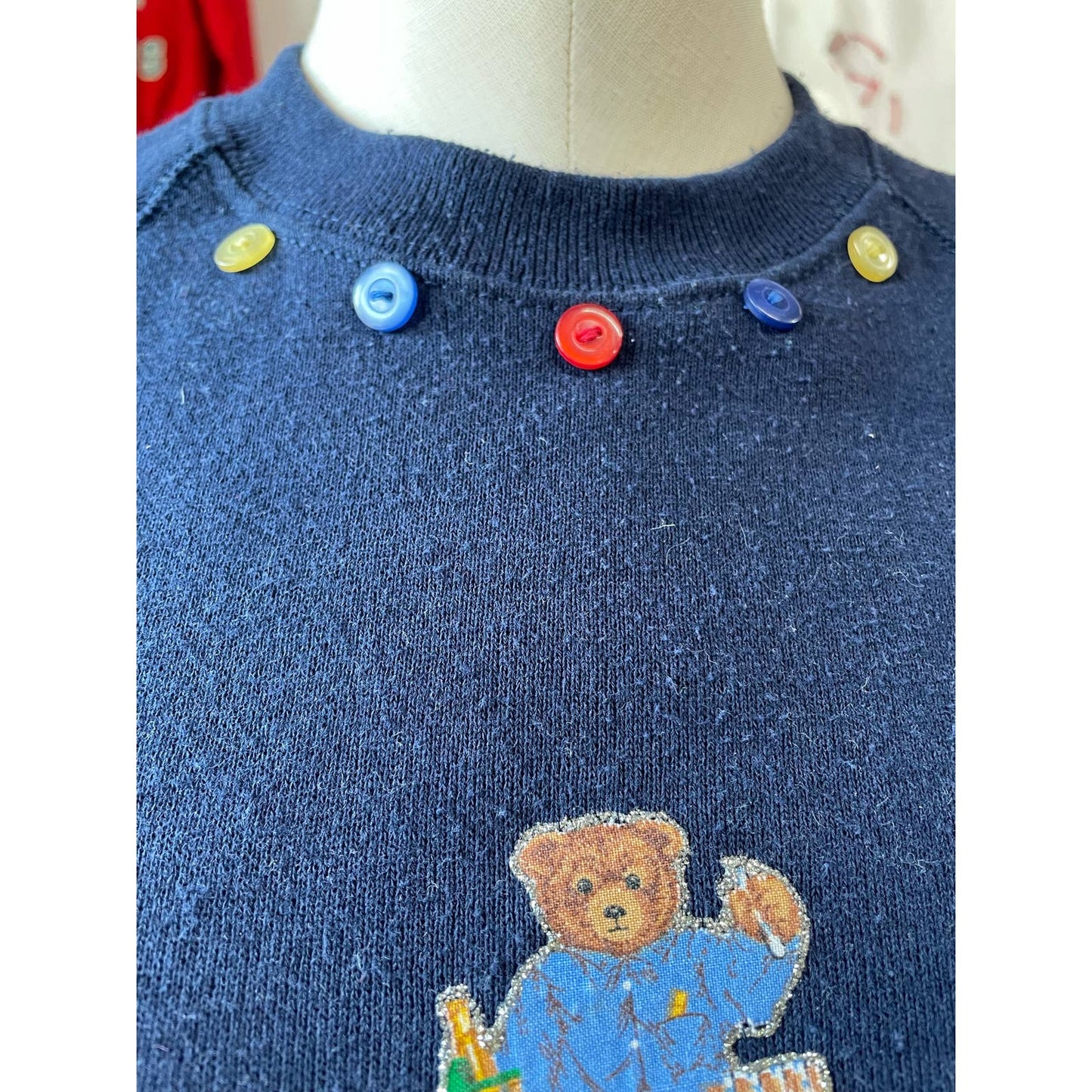 90s vintage navy blue homemade Polo Bear short sleeve sweatshirt