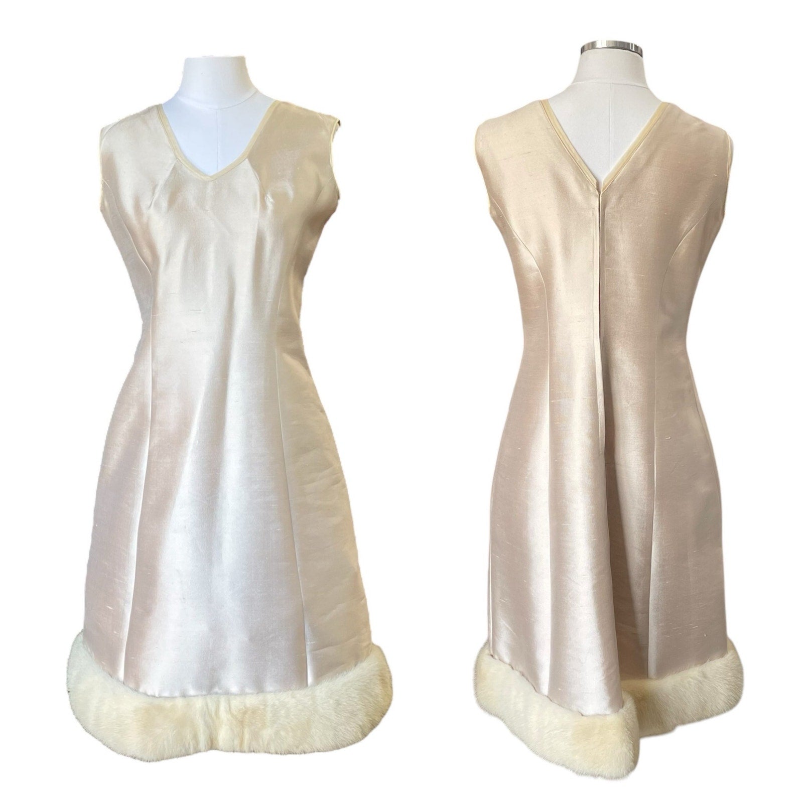 dupioni silk dress with jacket Vintage 1960s Pink Silk Dupioni Dress With Beaded Jacket - Size 8