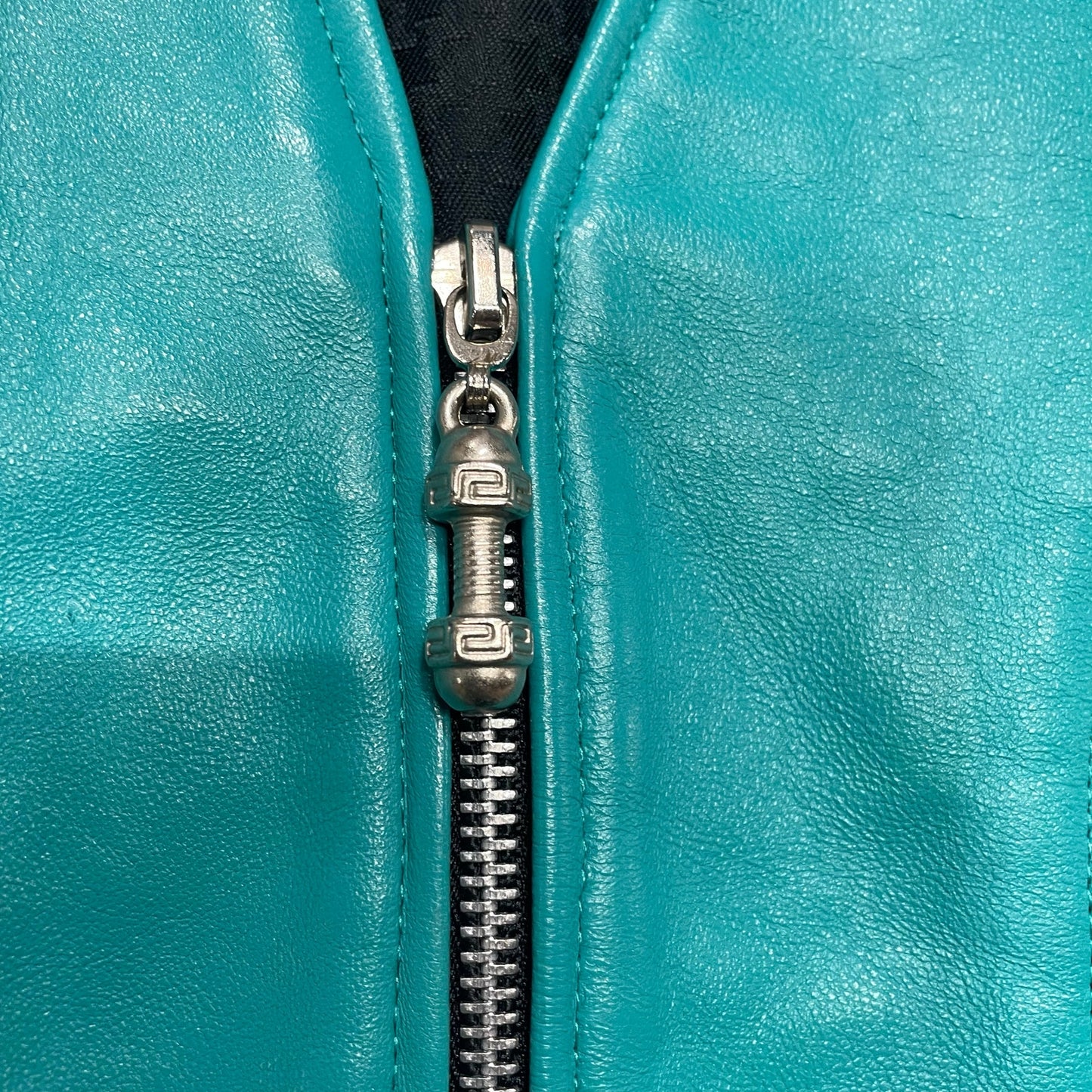 Vintage 90s LA Roxx x Neiman Marcus zip front teal leather vest / size small medium