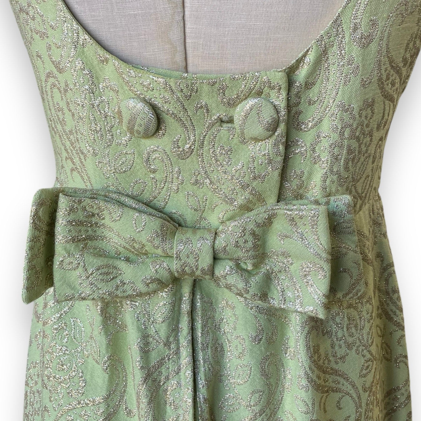 Vintage 1960s green and gold brocade empire waist formal cocktail dres Cute Little Ruin Vintage Vintage 1960s green and gold brocade empire waist formal cocktail dres Cute Little Ruin Vintage