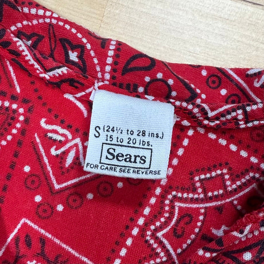 Vintage 70s Sears kids baby red bandana print top / size 3-6 months