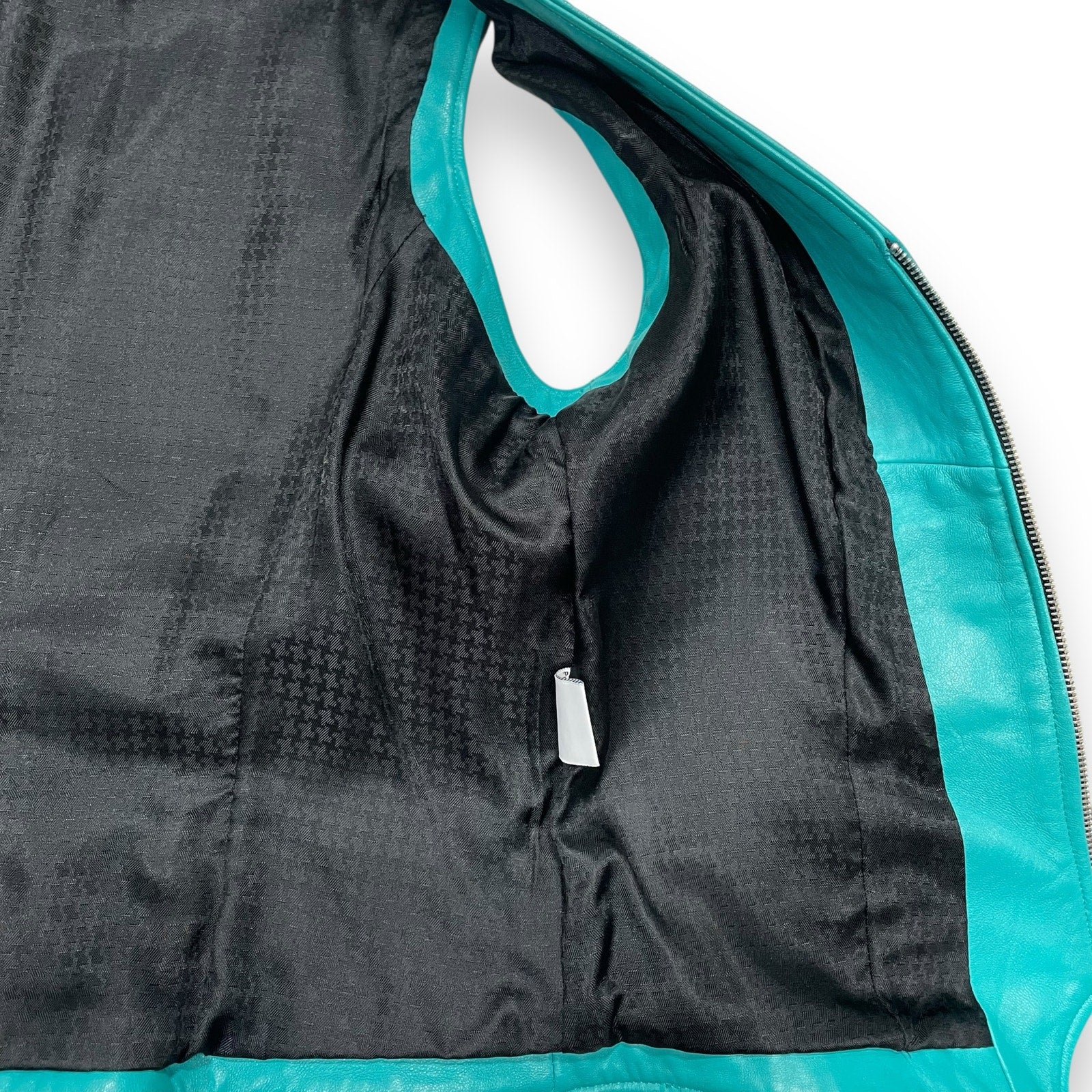 Vintage 90s LA Roxx x Neiman Marcus zip front teal leather vest