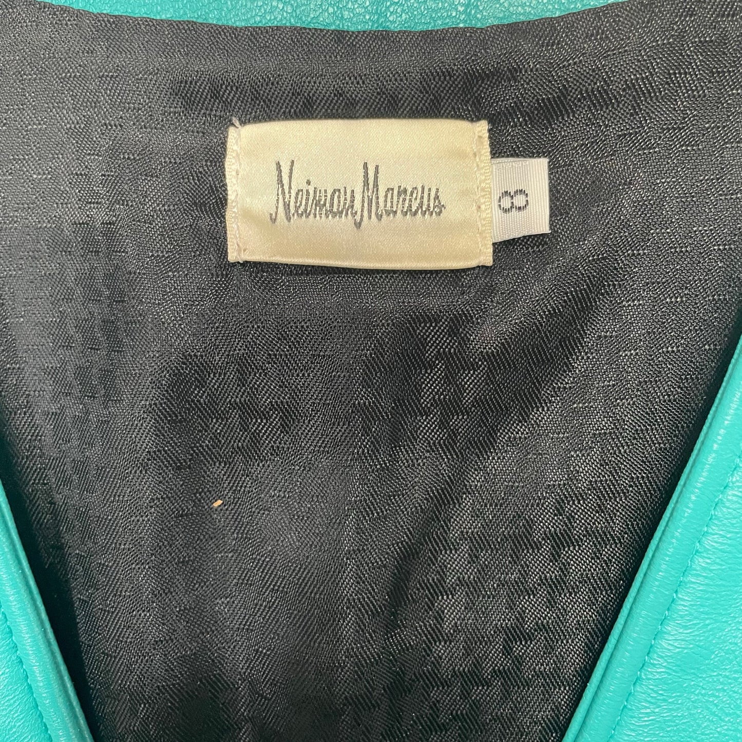 Vintage 90s LA Roxx x Neiman Marcus zip front teal leather vest / size small medium
