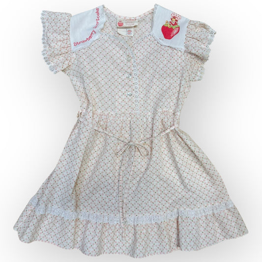 Vintage 80s kids Strawberry Shortcake pink gingham dress 80s / officially licensed / size 6