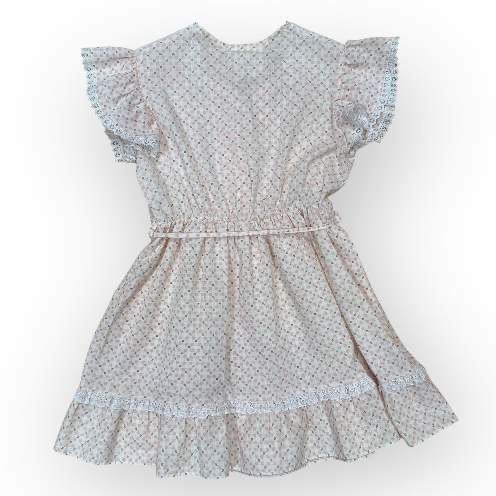 strapless open back dress ️ 80s Pink Gingham Dress