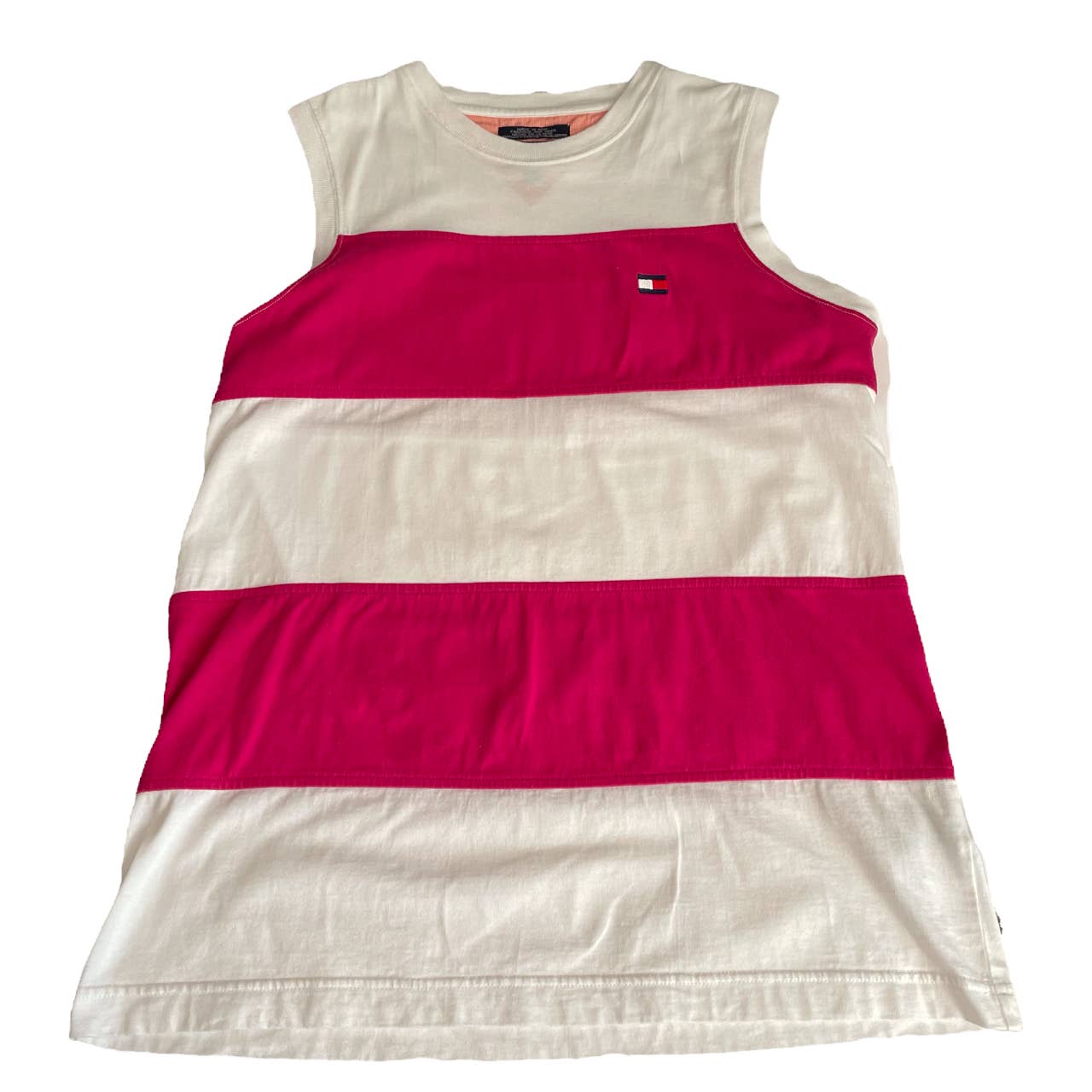 y2k Tommy Hilfiger white and magenta pink color block tank top / XS S M