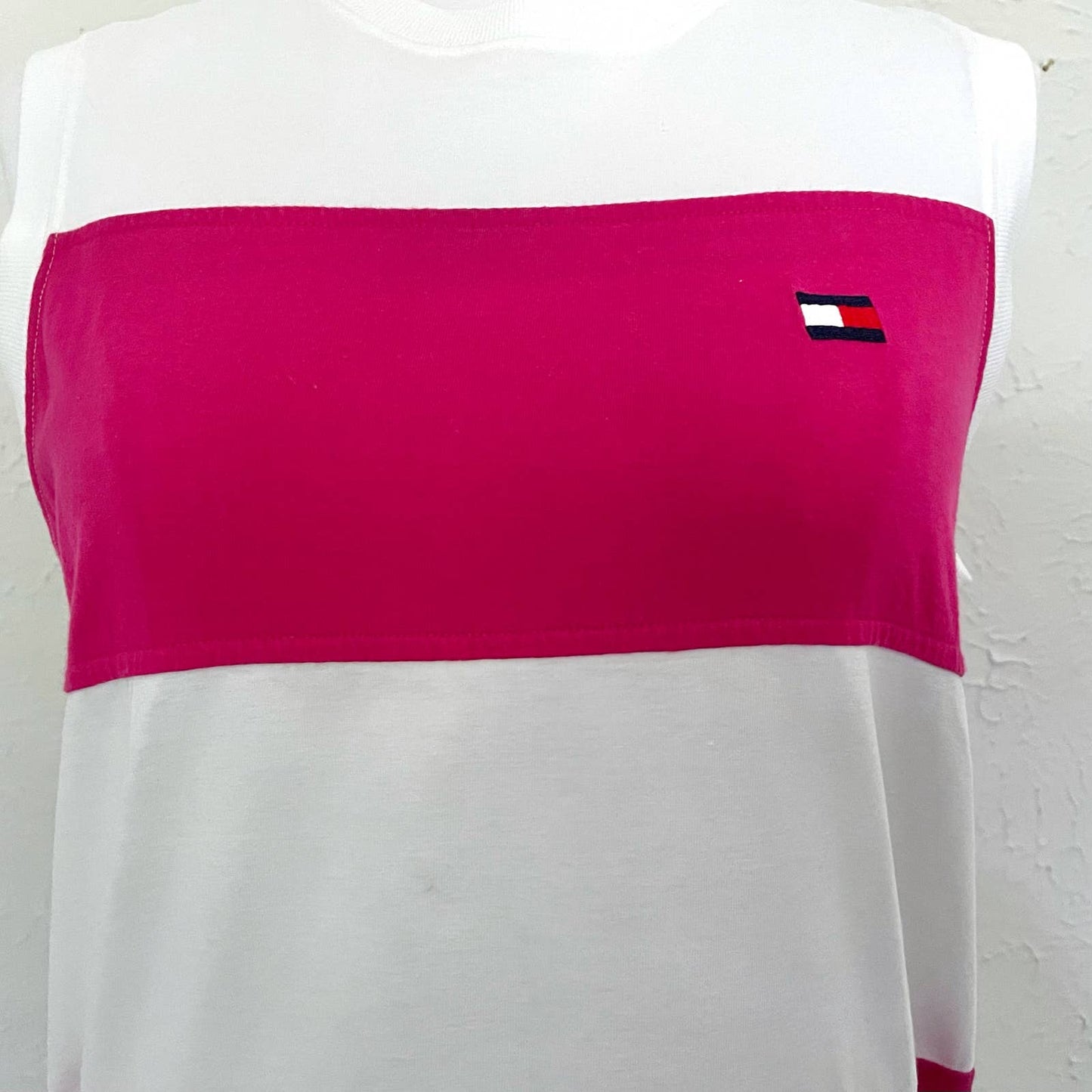 y2k Tommy Hilfiger white and magenta pink color block tank top / XS S M